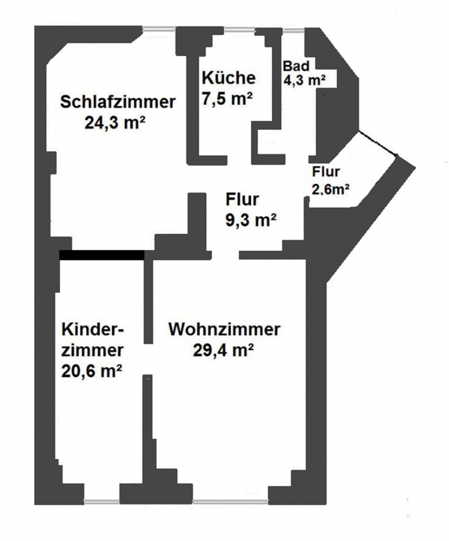 Grundriss Leerwohnung EG Mehrfamilienhaus Torgau
