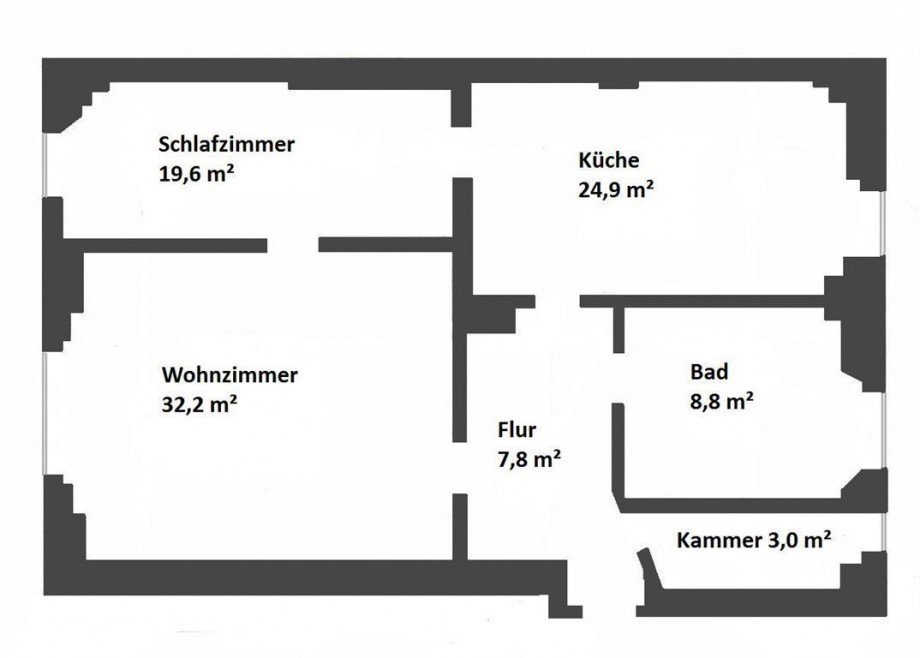 Grundriss Leerwohnung 2.OG Mehrfamilienhaus Torgau