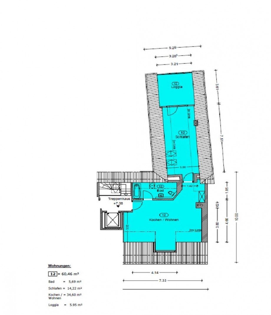 Grundriss WE 12 Dachgeschosswohnung Torgau